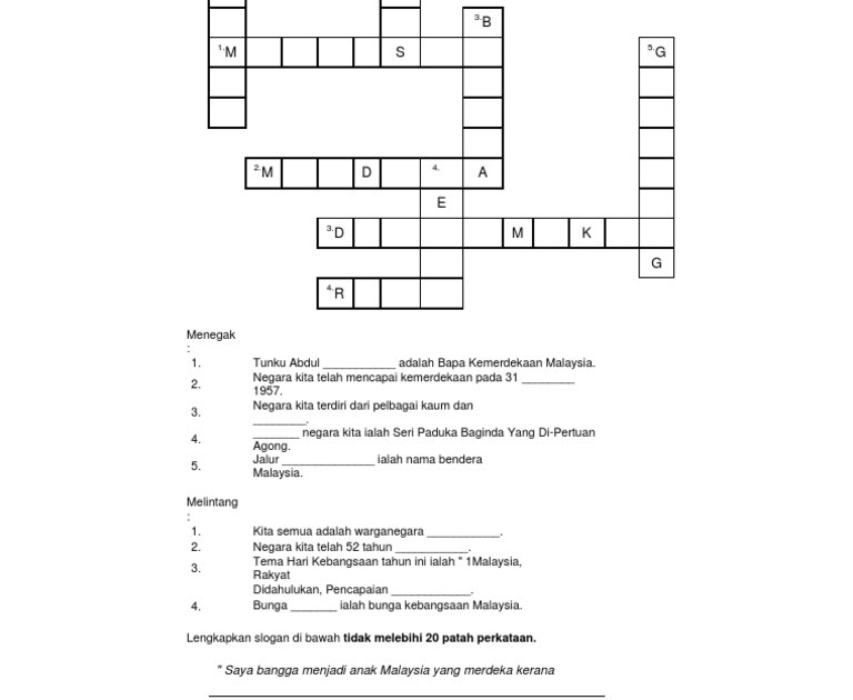 Soalan Teka Silang Kata Kemerdekaan - Kecemasan i