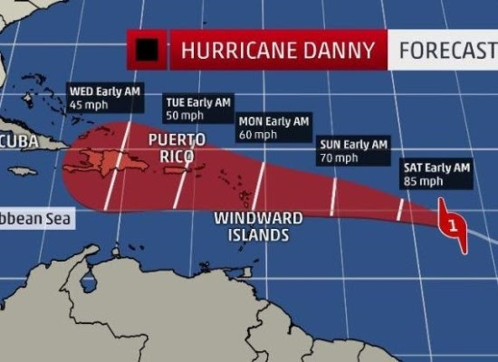 Posible trayectoria de Danny (foto tomada de Internet)