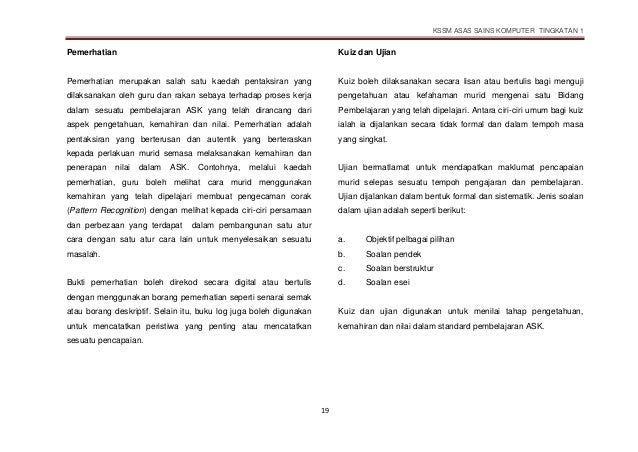 Soalan Objektif Ask Tingkatan 1 - Cab Contoh