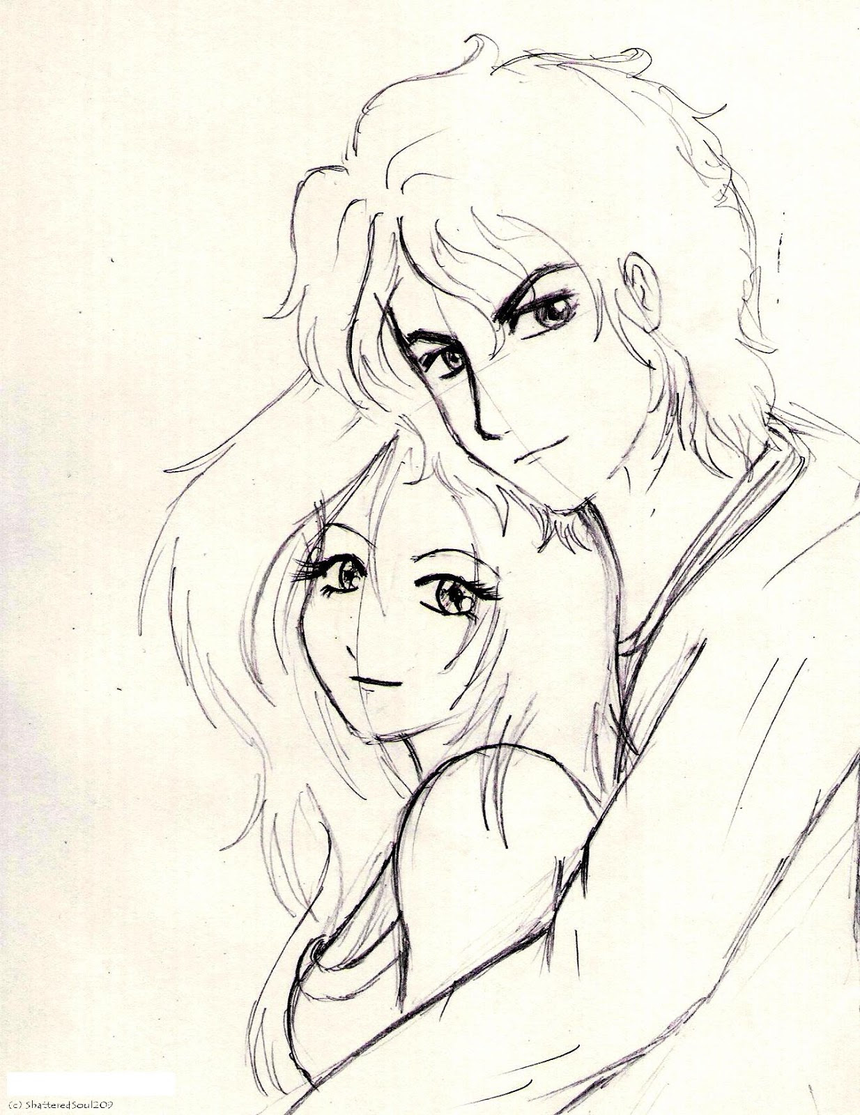 Pencil Sketch Boy And Girl Best Friends Drawing Anime
