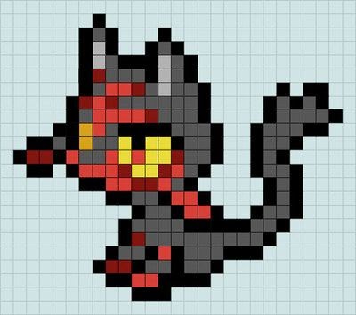 Pokemon Litten Pixel Art Grid - Pixel Art Grid Gallery