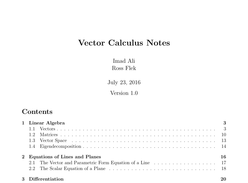 Vector Calculus Pdf