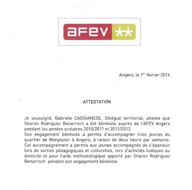 Attestation De Benevolat