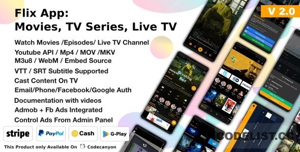 Flix App Movies v2.2 - TV Series - Live TV Channels - TV Cast