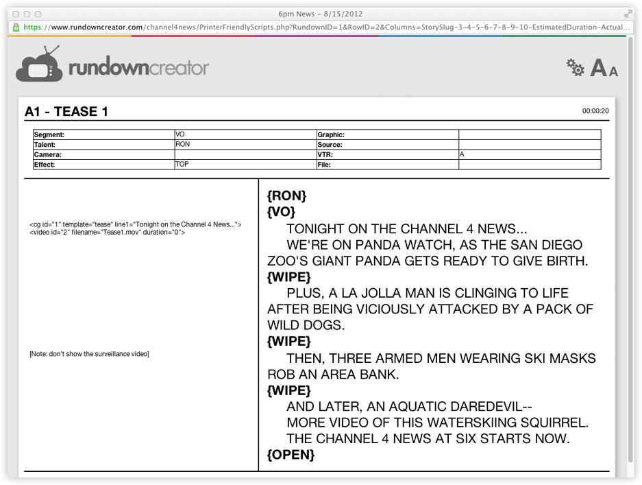 Black and white monthly planner with fields for notes and notes; Printing Rundowns And Scripts Rundown Creator Broadcast Television Rundown Software