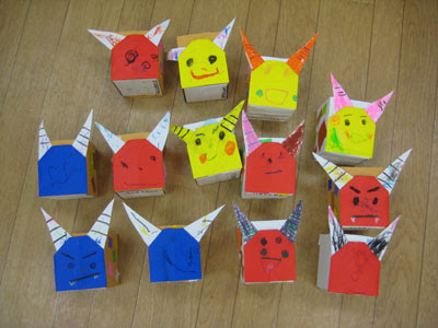 子供向けぬりえ 最高の豆 まき 枡 製作