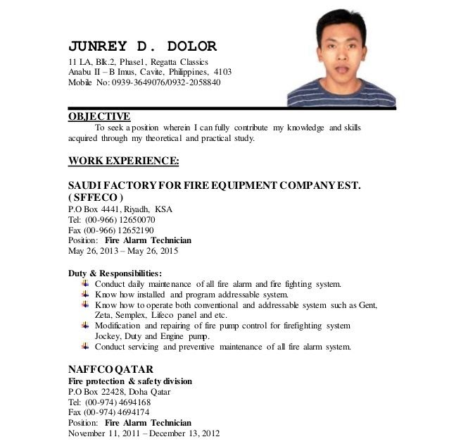 Resume Sample Format For Job Application Philippines ...