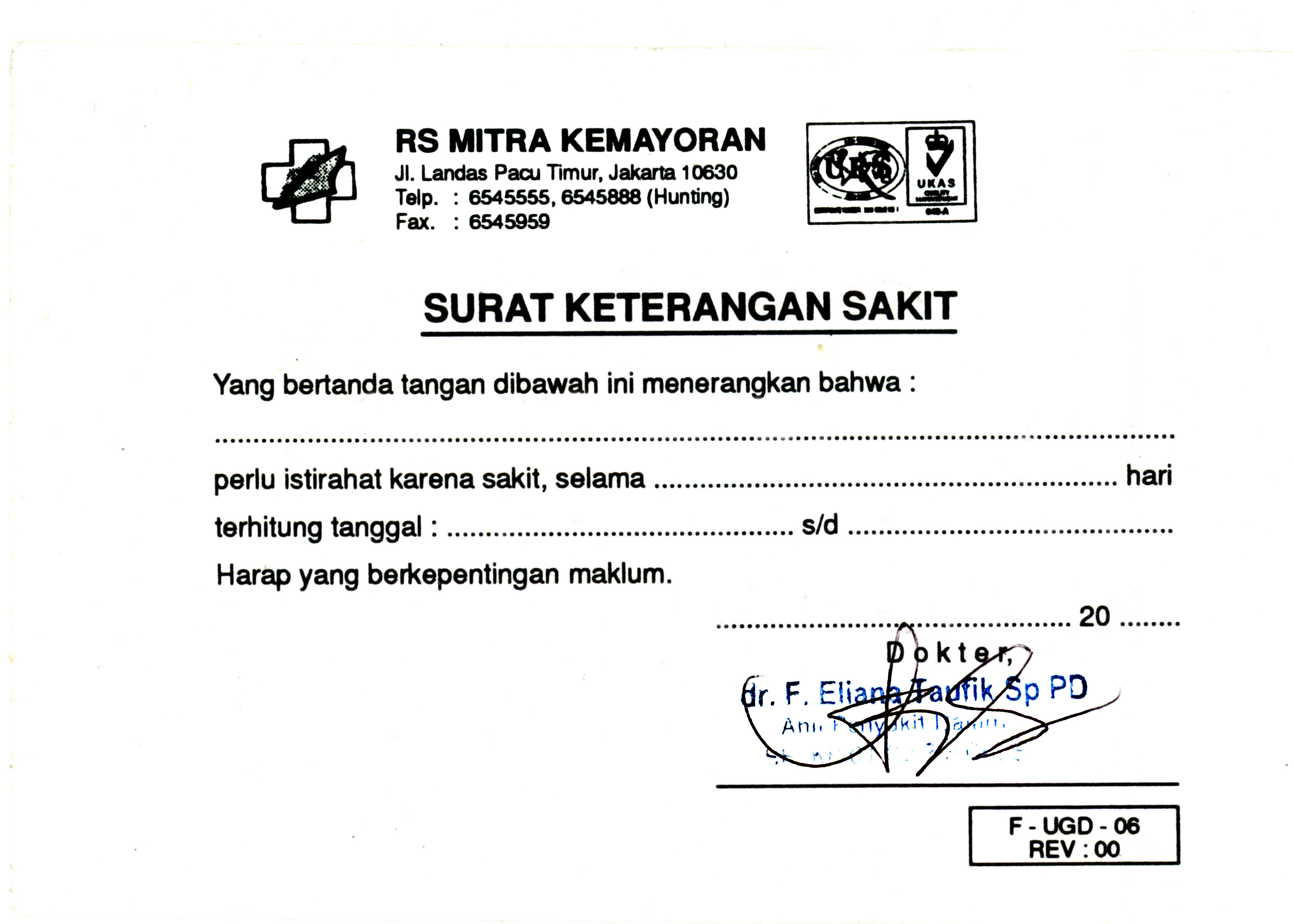 Contoh Surat Resign Dari Rumah Sakit - Contoh U