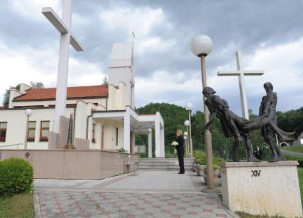 President Grabar-KItarovic at Macelj massacre site 13 May 2015 Photo: Office of the President, Croatia