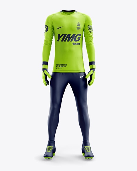 Download Men's Full Soccer Goalkeeper Kit with Pants mockup (Front ...