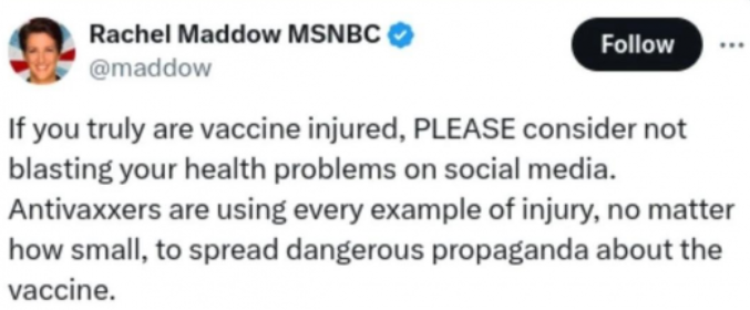 Rachel Maddow pro-vaccine tweet.