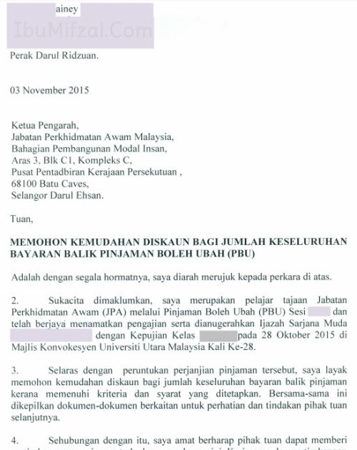 Surat Rayuan Permohonan Pinjaman - Terengganu v