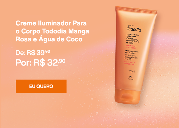 Creme Iluminador Para o Corpo Tododia Manga Rosa e Água de Coco