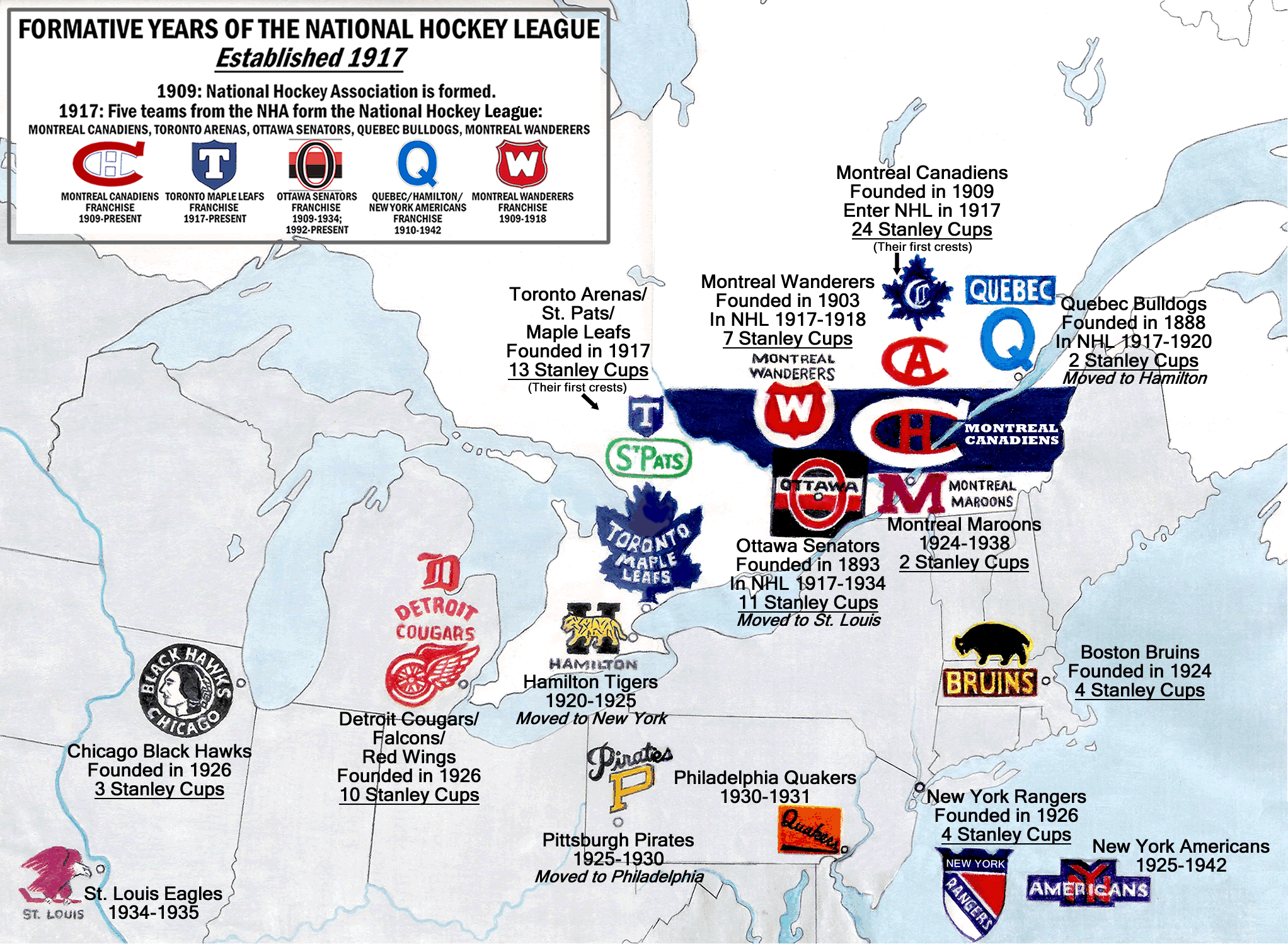 The top ten most popular teams have all won multiple stanley cups, with the exception of the vancouver canucks in 9th place. Nhl Established 1917 Billsportsmaps Com
