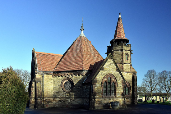 The unusual octagonal chapel at Knutsford Cemetery