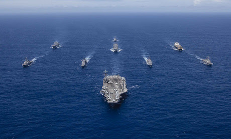 Nhóm tác chiến tàu sân bay Ronald Reagan trên Thái Bình Dương cuối năm 2018. Ảnh: US Navy.