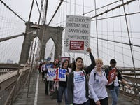 Hundreds of people marched in New York for tougher gun laws