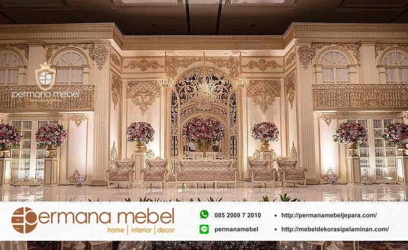 Dekorasi pelaminan di gedung di surabaya,hub 085733280001. Pelaminan Modern Internasional Eropa Karet Wedding Malang