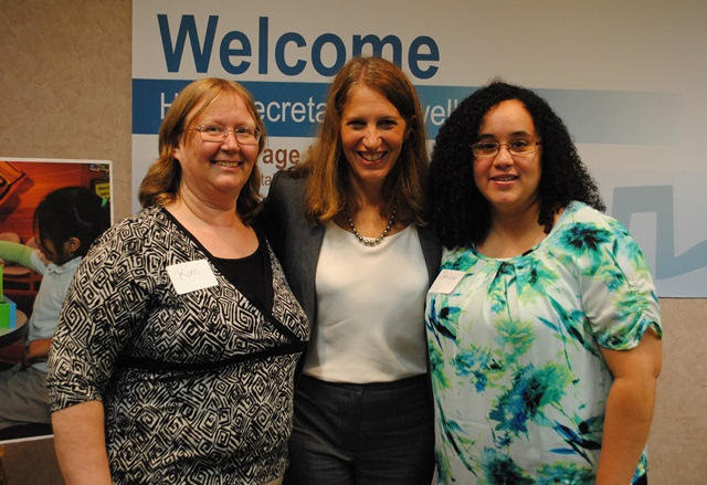 Secretary Burwell takes a photo with Kim Huber and Joelisa Castillo during an event in Milwaukee, Wisconsin on Monday, June 15, 2015. Photo Credit: Sixteenth Street Community Health Centers.