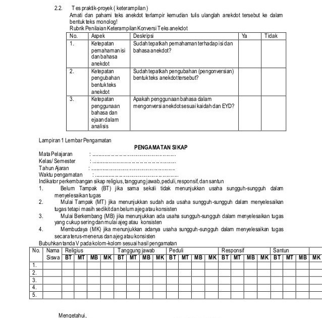 Contoh Evaluasi Anekdot - Contoh O