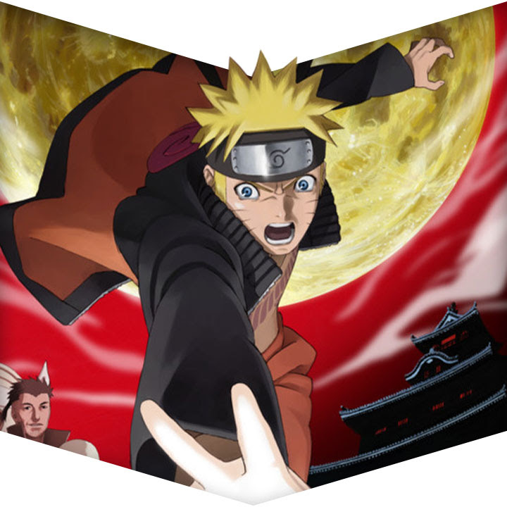 Key art from Naruto the Movie: Blood Prison featuring Naruto Uzumaki shoving a chakra ball downward as a large full moon looms in a red sky