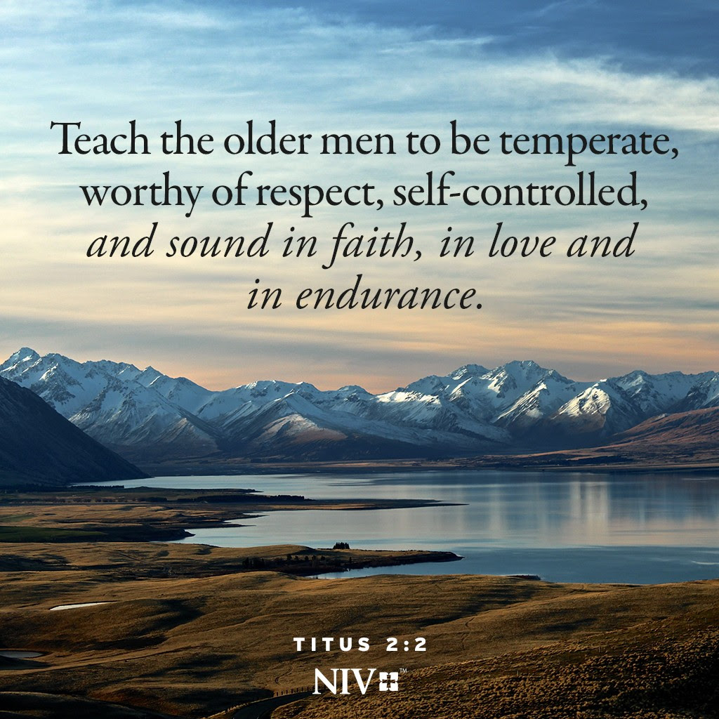 2 Teach the older men to be temperate, worthy of respect, self-controlled, and sound in faith, in love and in endurance. Titus 2:2