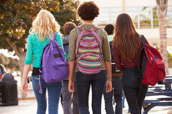 Group of women students walking