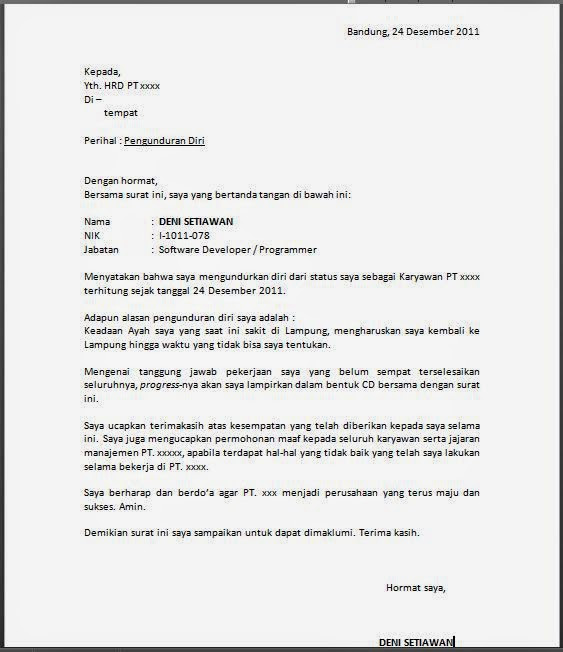 Contoh Resignation Letter Download Artisteer Web Design 