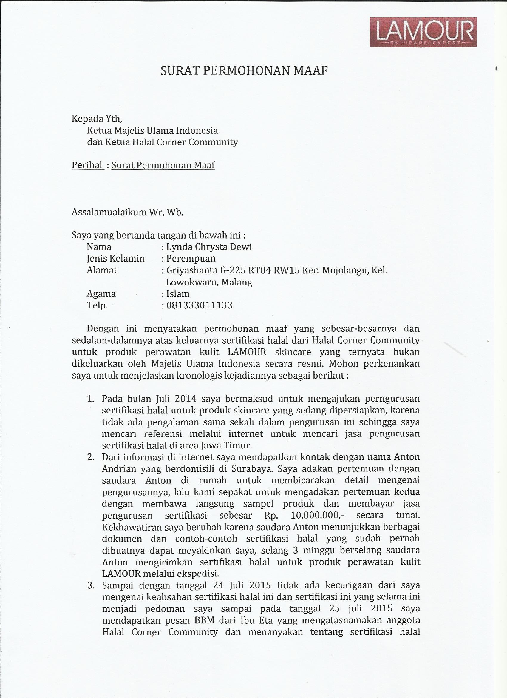 Surat Permintaan Maaf Resmi Dalam Bahasa Inggris - Surat R