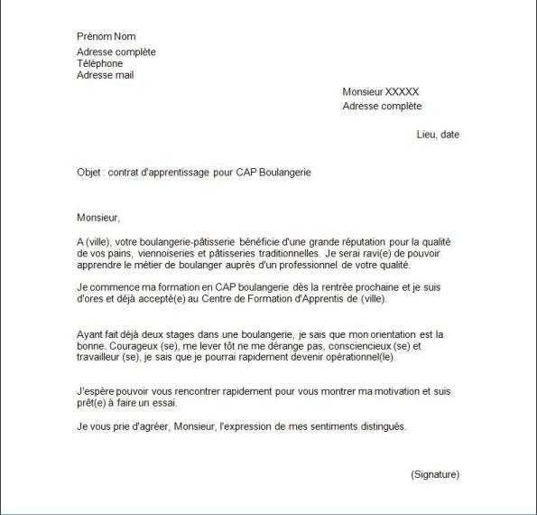 Lettre Motivation Boulangerie  Delnancz