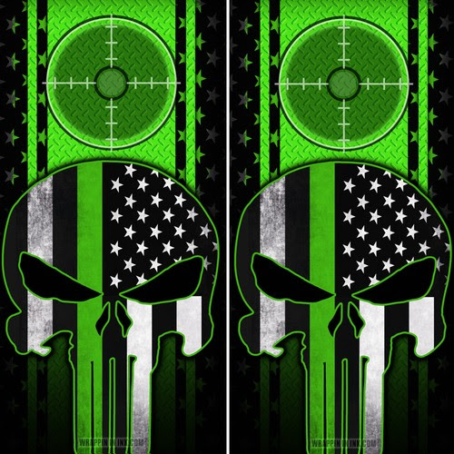 Free delivery for many products! Sporting Goods Cornhole Board Wraps Punisher Skull Border Patrol Green Line Diamond Plate 2pack Outdoor Sports