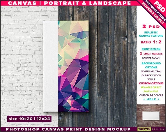 Download Free Canvas On Wall Photoshop Print Mockup 10x20 (PSD) - Download Free Canvas On Wall Photoshop ...