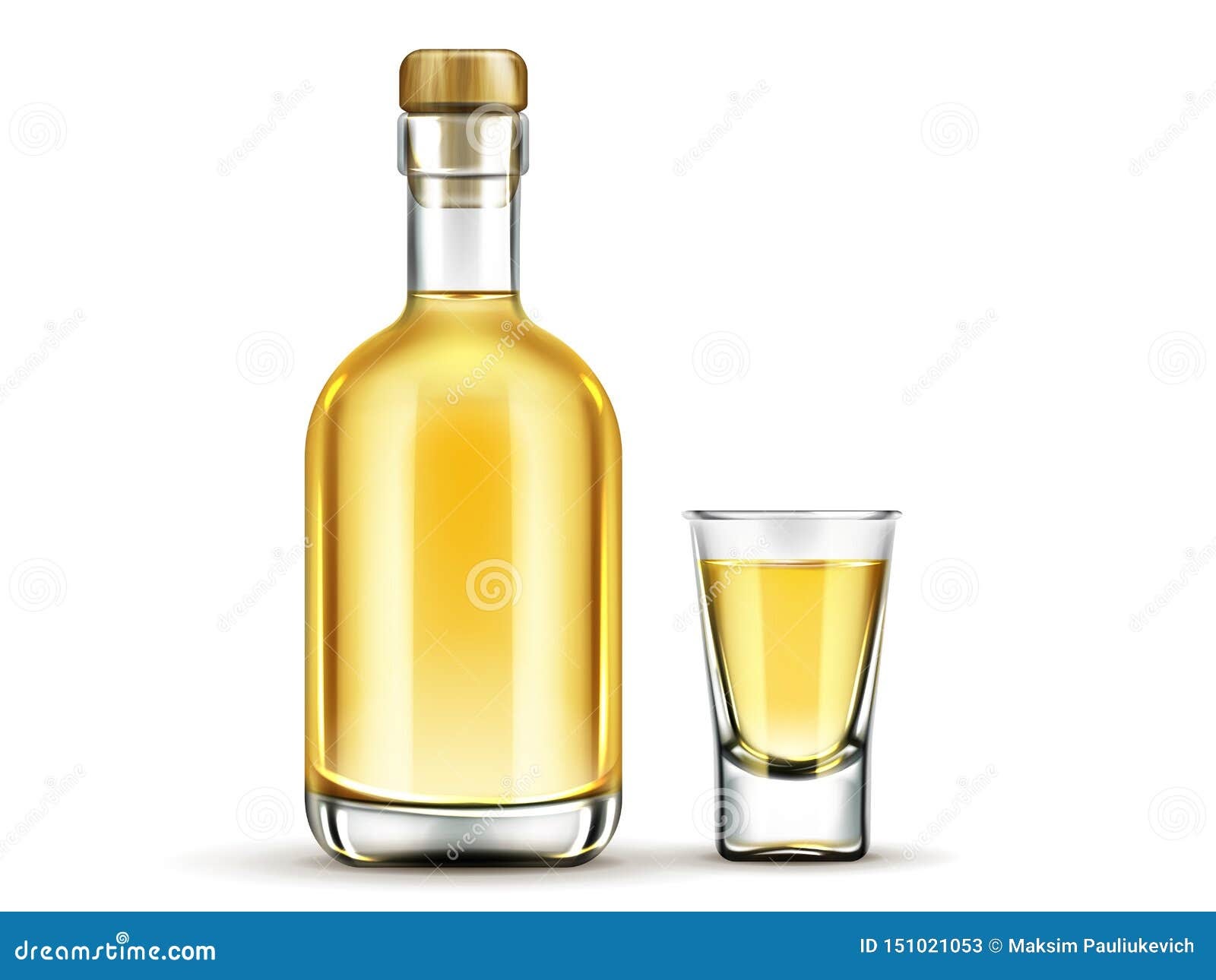Download Golden Tequila Bottle With Cork Mockup