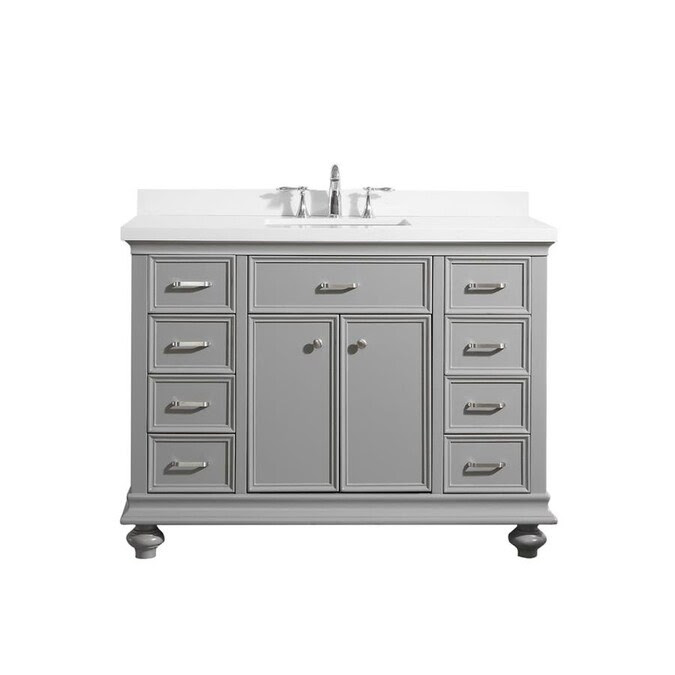 Sliverylake 24 inch solid mdf wood cabinet storage bathroom vanity top vessel sink undermount in white with faucet & drain 4.4 out of 5 stars 32 $269.75 $ 269. Vinnova Charlotte 48 In Grey Undermount Single Sink Bathroom Vanity With White Engineered Stone Top In The Bathroom Vanities With Tops Department At Lowes Com
