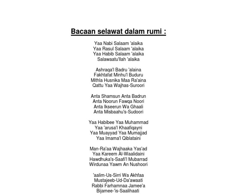 bacaan selawat ke atas nabi