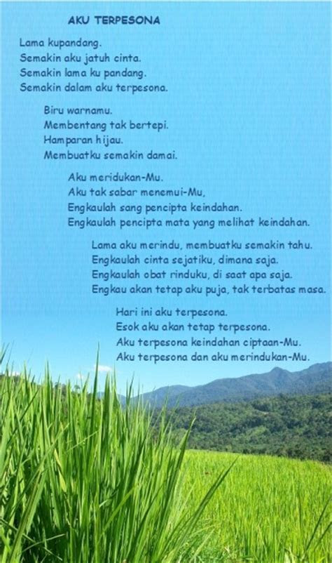 Penulis Puisi Aku Cinta Lingkungan - Pantun Cinta