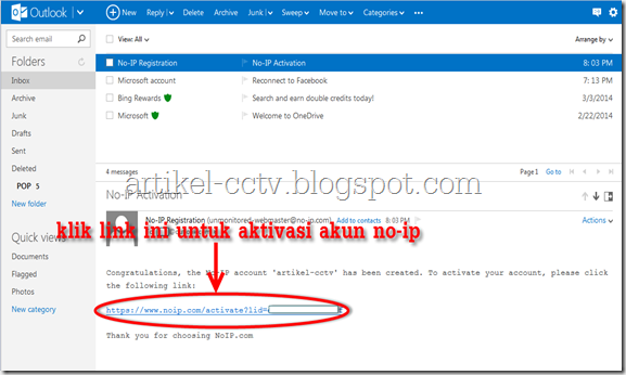 email aktivasi akun no-ip