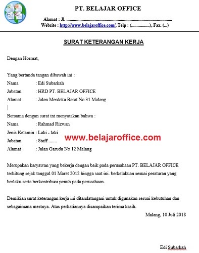 Contoh Surat Pernyataan Tidak Bekerja Lagi Diperusahaan 