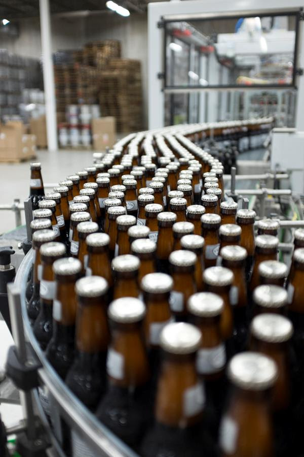 Fulton Worthy Adversary beer on the packaging line