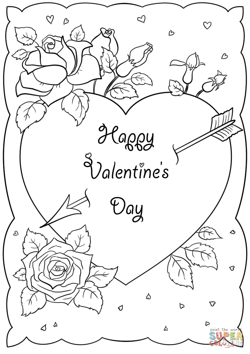 Valentines Day Cards Coloring Pages Vallentine Gift Card