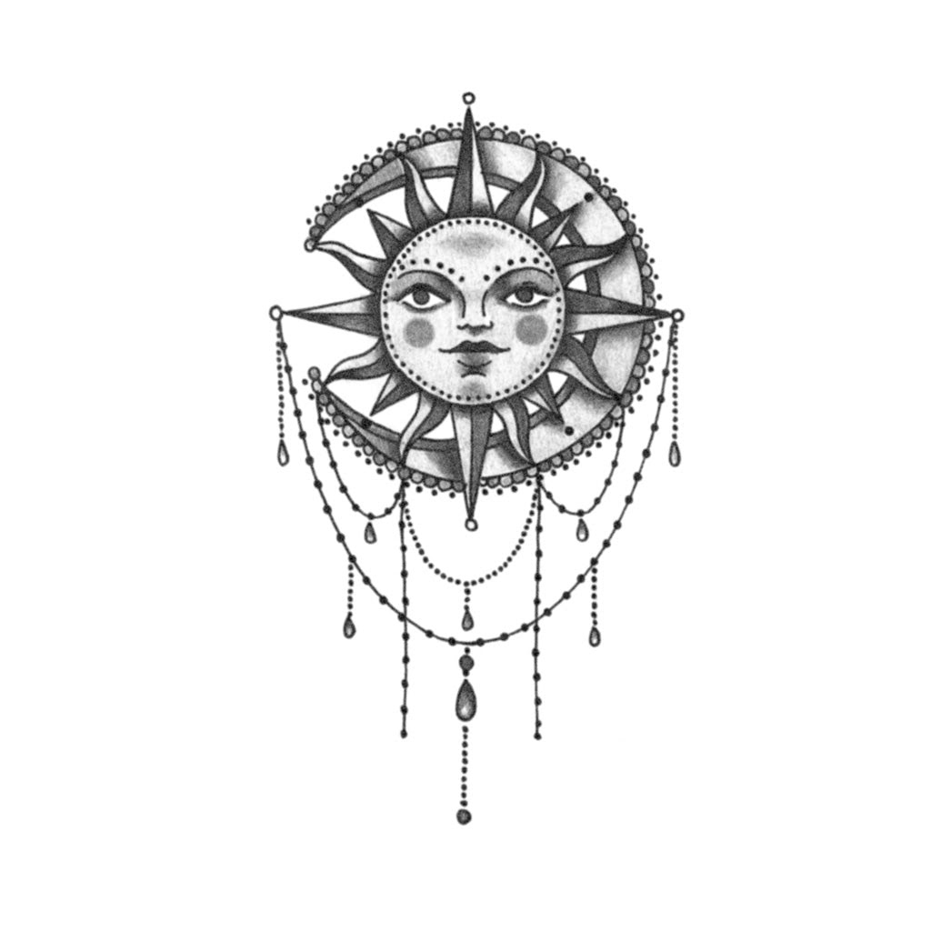 Drawing Sun And Moon Tattoo Design