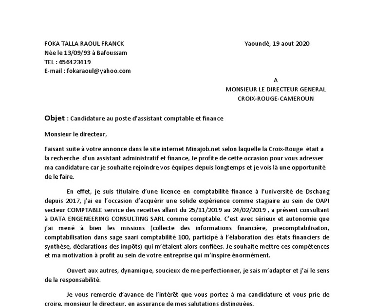 lettre de motivation pour travailler au mcdonald's