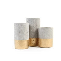 Concrete cylinder vase in set of three