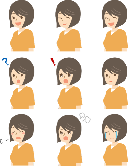 花の島 ラブリー無料イラスト 女性 表情