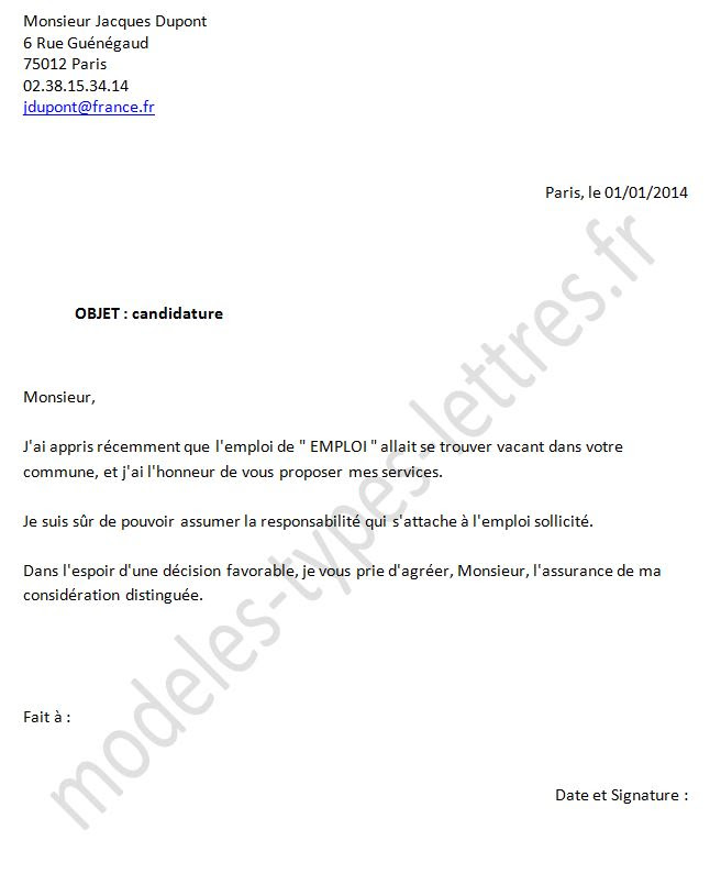 Lettre De Demande D'emploi Jardinier  Employment Application