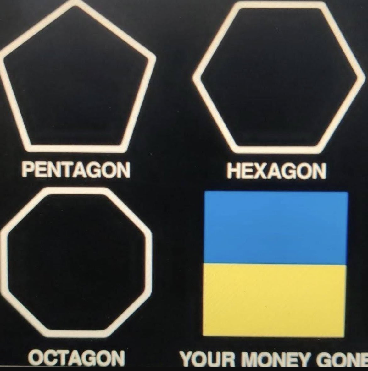 Meme showing shapes and Ukraine flag as one of them.
