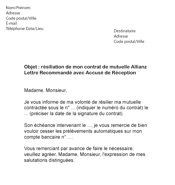 lettre de résiliation comptable