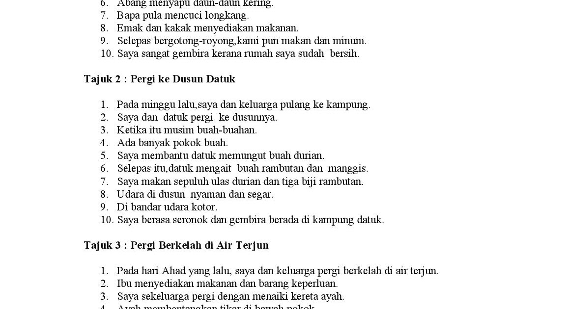 Contoh Soalan Karangan Bahasa Inggeris Tahun 6 - Terengganu o