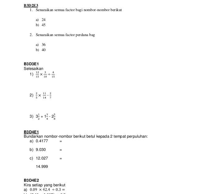Soalan Matematik Tingkatan 1 Nombor Nisbah - Contoh PP