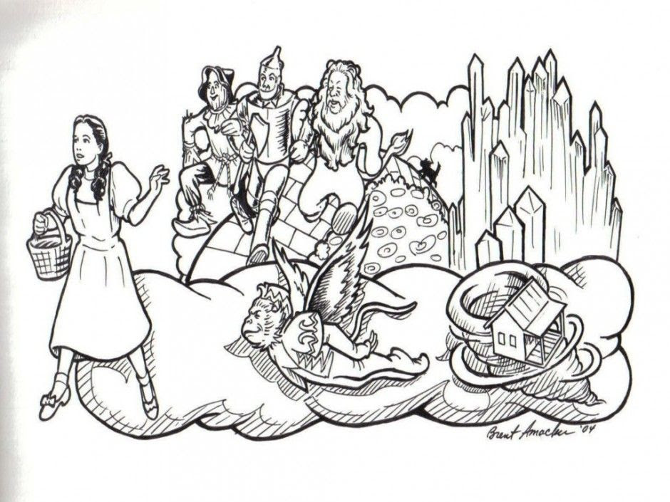 The wizard of oz book) multiple coloring pages: Wizard Of Oz Drawing Clip Art Library